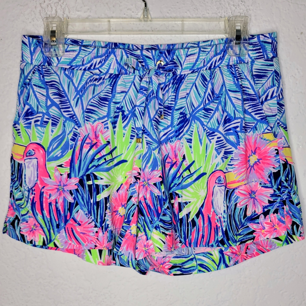 Lilly Pulitzer Katia Shorts Bennet Blue Let's Mango Size XS Flamingo Summer
